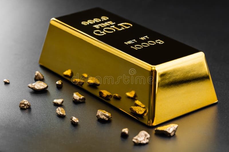 Gold bullion and nuggets