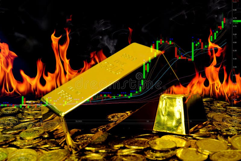 Gold Bullion on Pile Gold Coins Stock Image Image of trade, chart