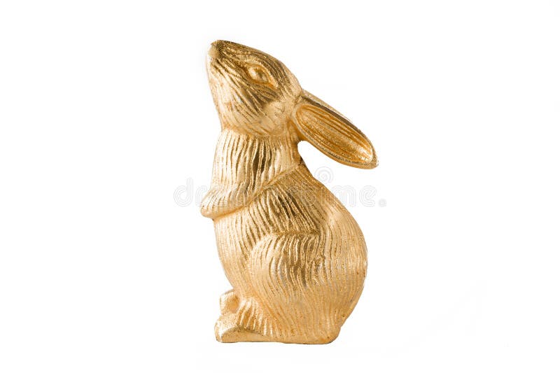 Gold Bunny Easter Rabbit on White Background Stock Photo Image of