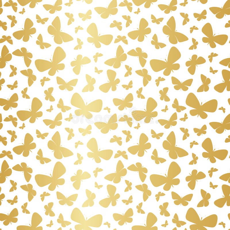 Gold Butterfly Vector Pattern, Metallic Gradient Seamless Wallpaper