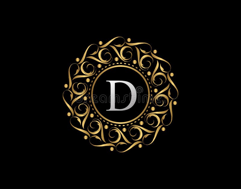 Gold Calligraphic Badge With Letter D Design Ornamental Luxury Golden Logo Design Vector Illustration Stock Illustration Illustration Of Classic Gold