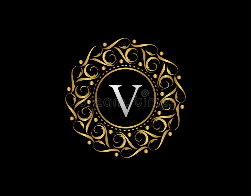 Gold Calligraphic Badge With Letter V Design Ornamental Luxury Golden Logo Design Vector Illustration Stock Illustration Illustration Of Graceful Abstract