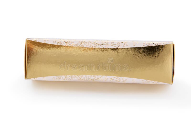 Gold cardboard box stock photo. Image of drawing, surprise - 49803490