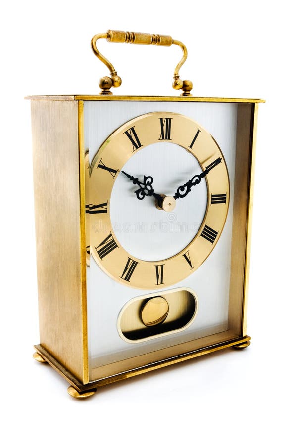 Gold Carriage Clock Over White Stock Photo Image of isolated, exact