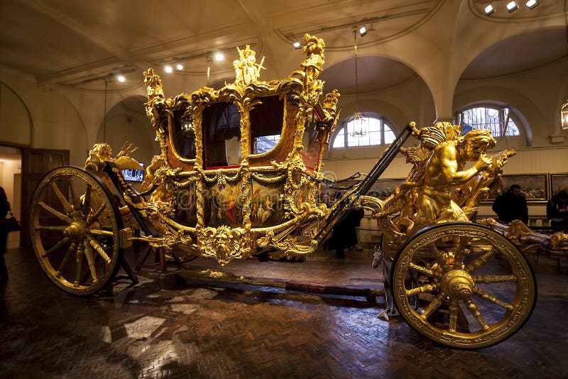 Gold Carriage in The Royal Mews in London.