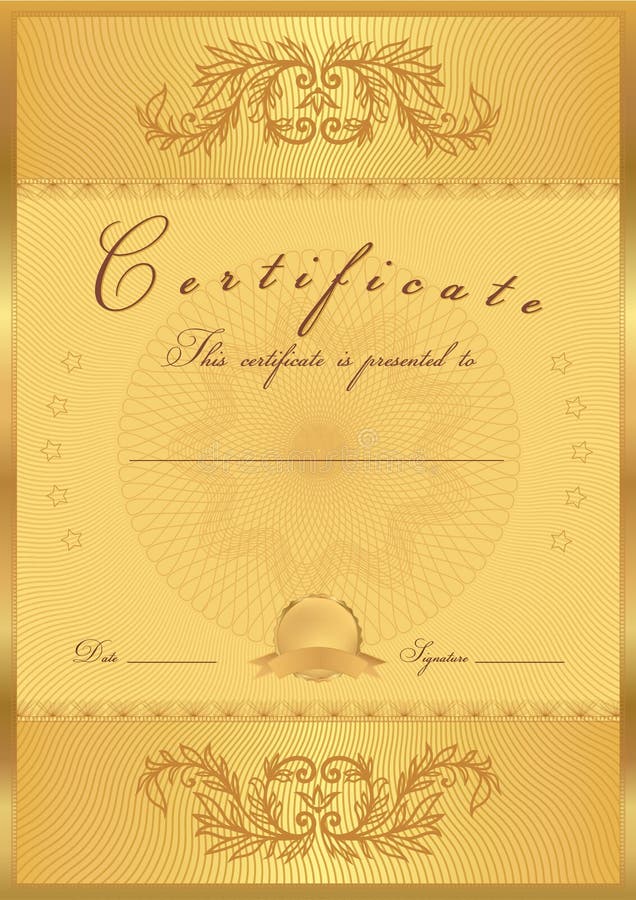 Gold Certificate / Diploma background (template) stock illustration