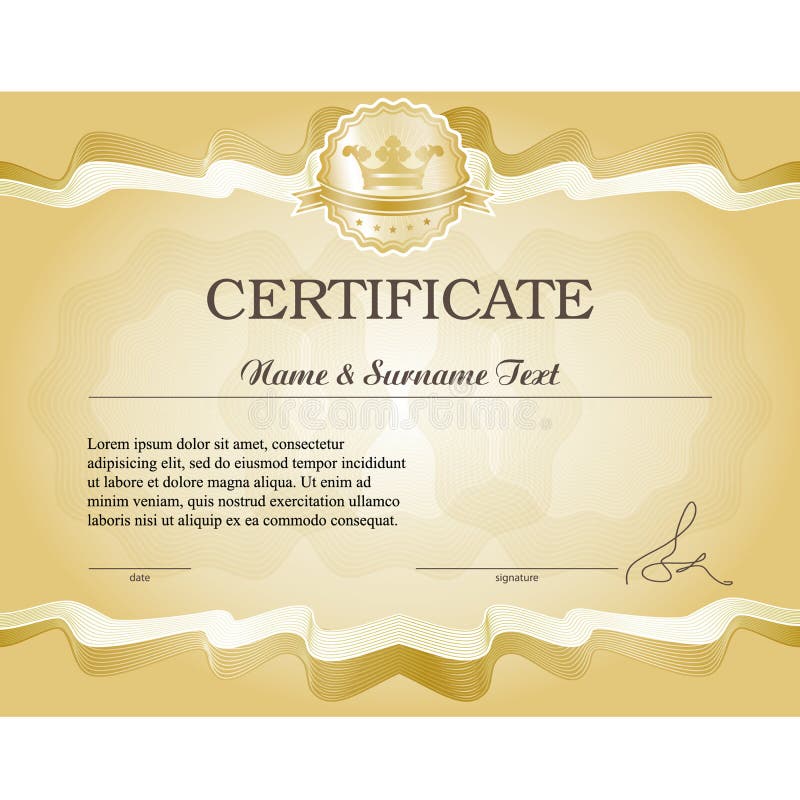 Gold certificate. vector illustration