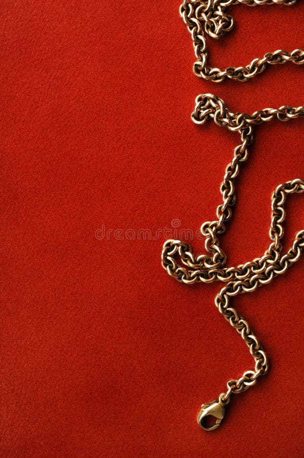 Gold Chain on Red Background Stock Photo Image of elegance