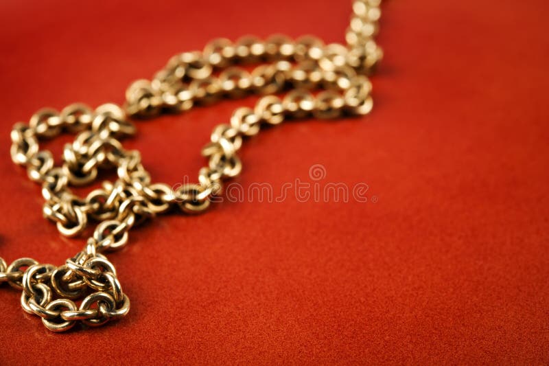 Gold Chain on Red Background Stock Image Image of jewel, close 128485977