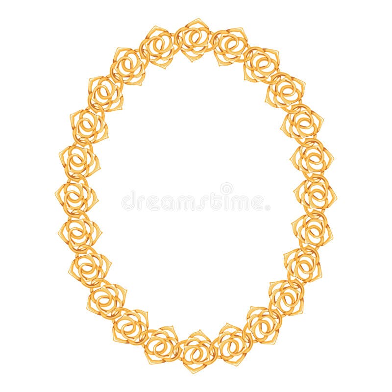 Gold chain, rose - oval frame on a white