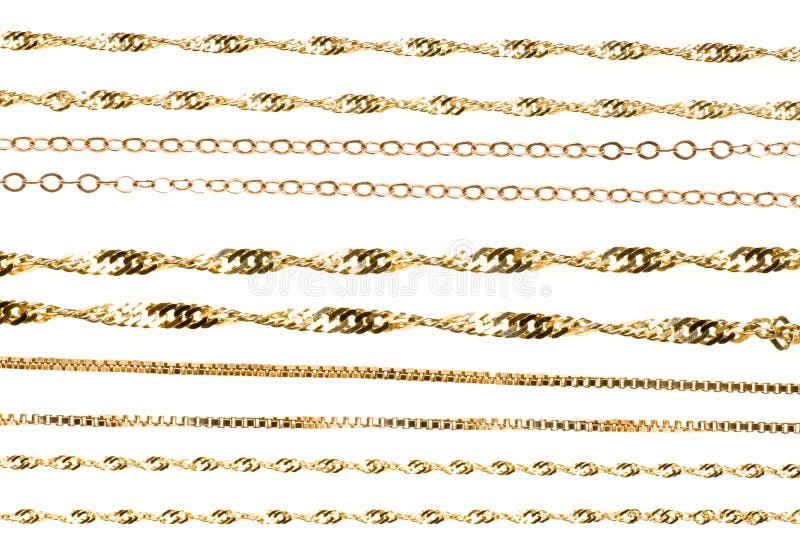 Line of gold chains stock image. Image of accessory, designed 8361035