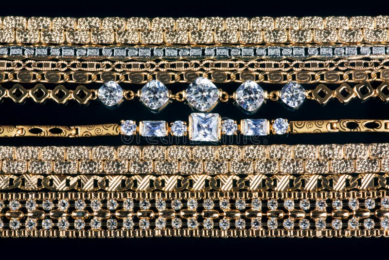 Gold Chains on a Black Background Stock Image Image of accessory