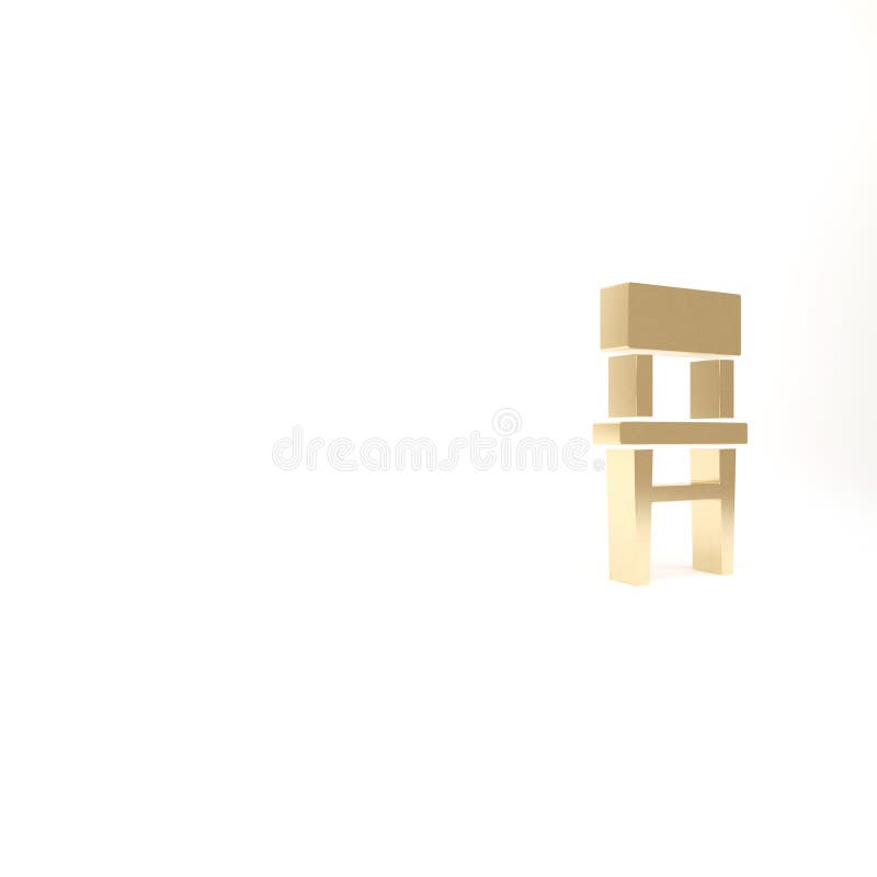 Gold Chair Icon Isolated on White Background. 3d Illustration 3D Render ...