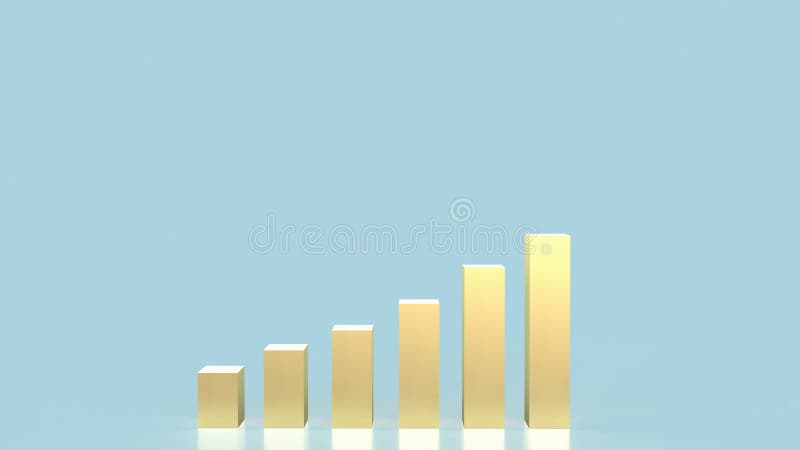 Graficul auriu privind fundalul albastru pentru conceptul de afaceri 3d stock illustration