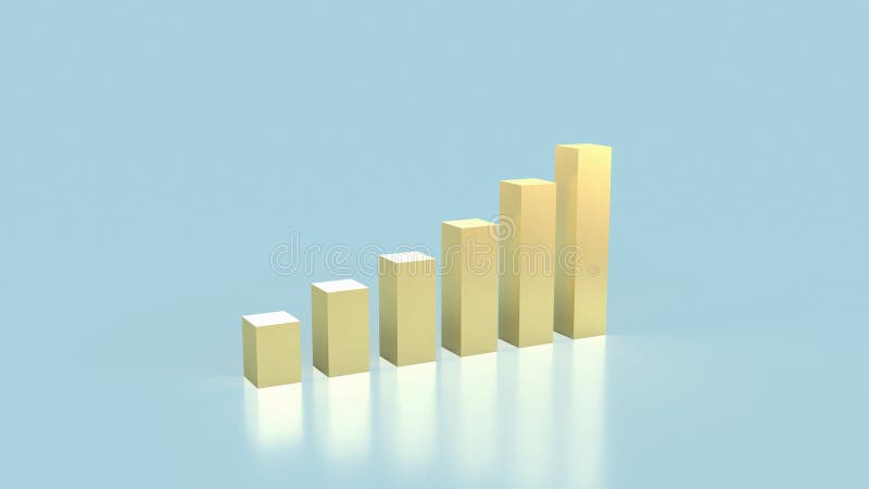 Graficul auriu privind fundalul albastru pentru conceptul de afaceri 3d stock illustration