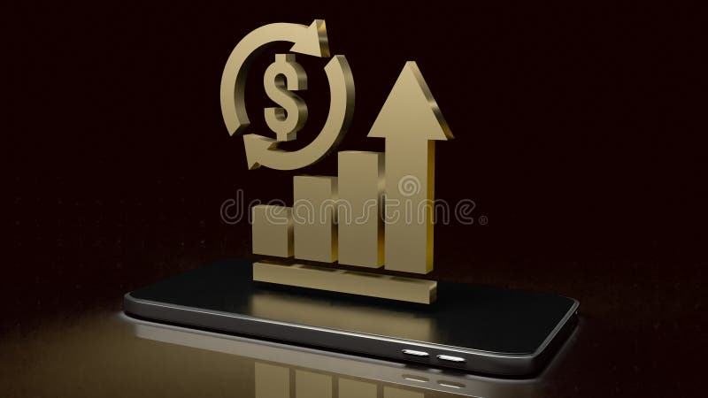 Diagrama aurie privind redarea conceptului 3d de mobil pentru business vector illustration