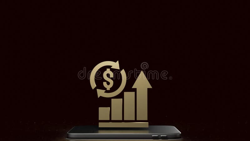 Diagrama aurie privind redarea conceptului 3d de mobil pentru business vector illustration
