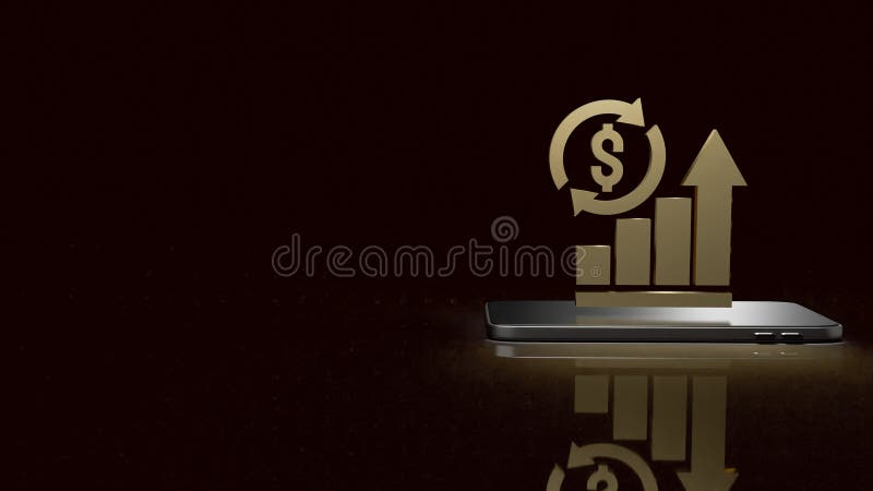 Diagrama aurie privind redarea conceptului 3d de mobil pentru business vector illustration