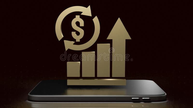 Diagrama aurie privind redarea conceptului 3d de mobil pentru business vector illustration