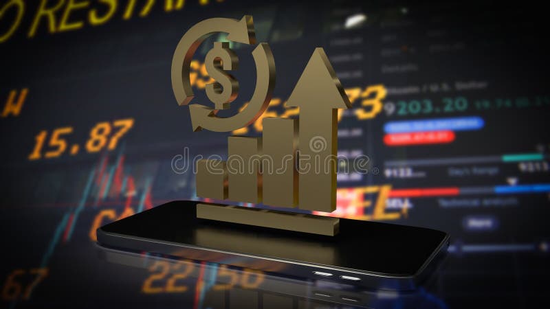 Diagrama aurie privind redarea conceptului 3d de mobil pentru business vector illustration