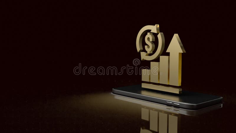 Diagrama aurie privind redarea conceptului 3d de mobil pentru business vector illustration