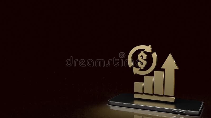 Diagrama aurie privind redarea conceptului 3d de mobil pentru business vector illustration