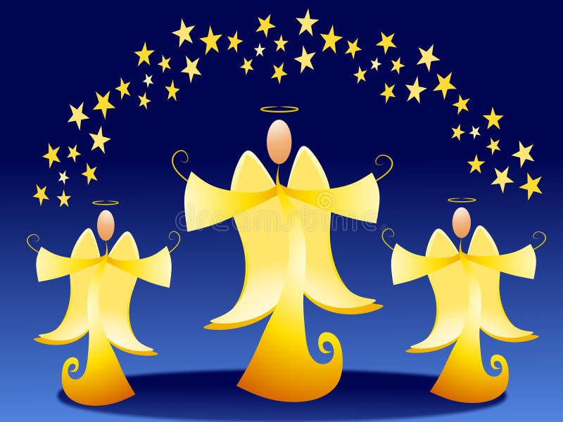 Gold Christmas Angels and Stars