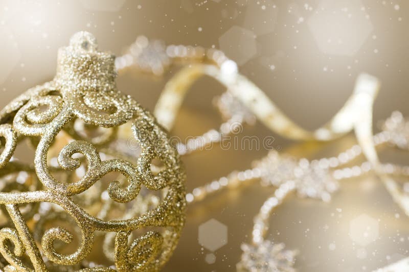 Gold Christmas ball. bokeh effect