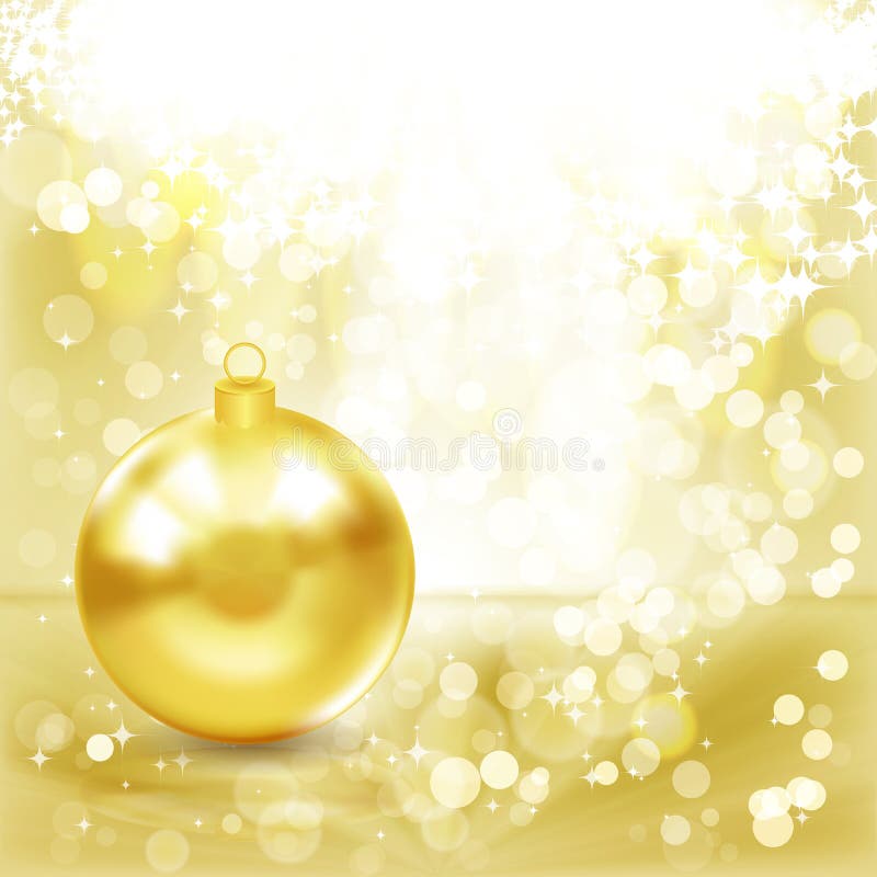 Gold Christmas ball on a golden light background. vector illustration Gold Christmas ball on a golden light background. vector illustration