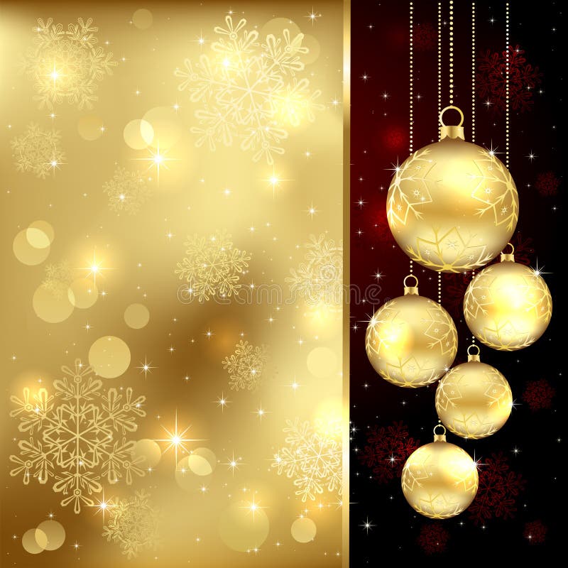 Golden Christmas Decorations Stock Vector - Illustration of greeting ...