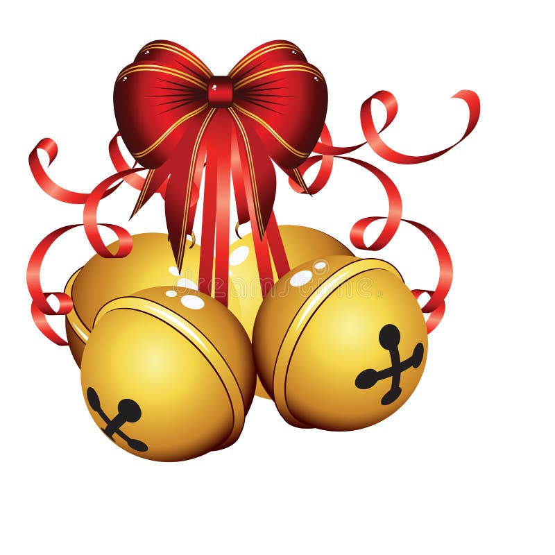 Gold Christmas Bells Isolated Stock Vector Illustration of banner