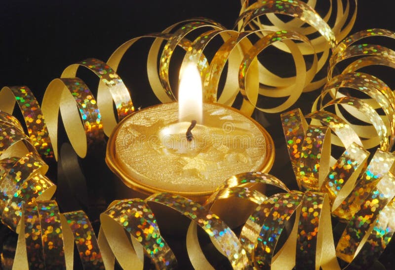 Gold christmas candle stock photo. Image of ornament, decorative 3476734