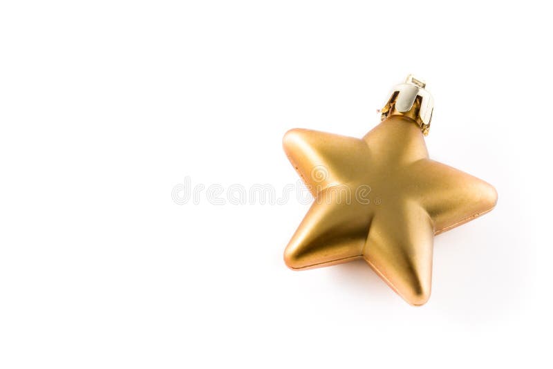 Gold Christmas star decoration isolated on white background. stock photo Gold Christmas star decoration isolated on white background. stock photo