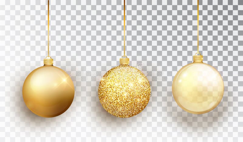 Gold Christmas Tree Toy Set Isolated on a Transparent Background. Stocking  Christmas Decorations Stock Illustration - Illustration of transparent,  ball: 124919606