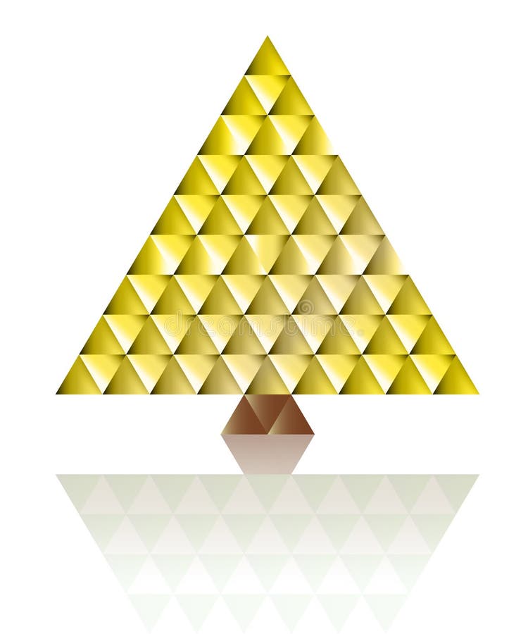 Gold christmas tree triangle grid concept vector