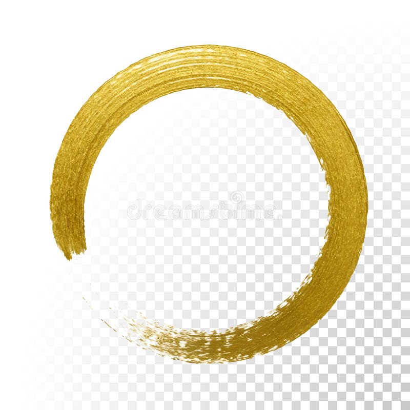 Gold Circle Glitter Texture Paint Brush on Vector Transparent