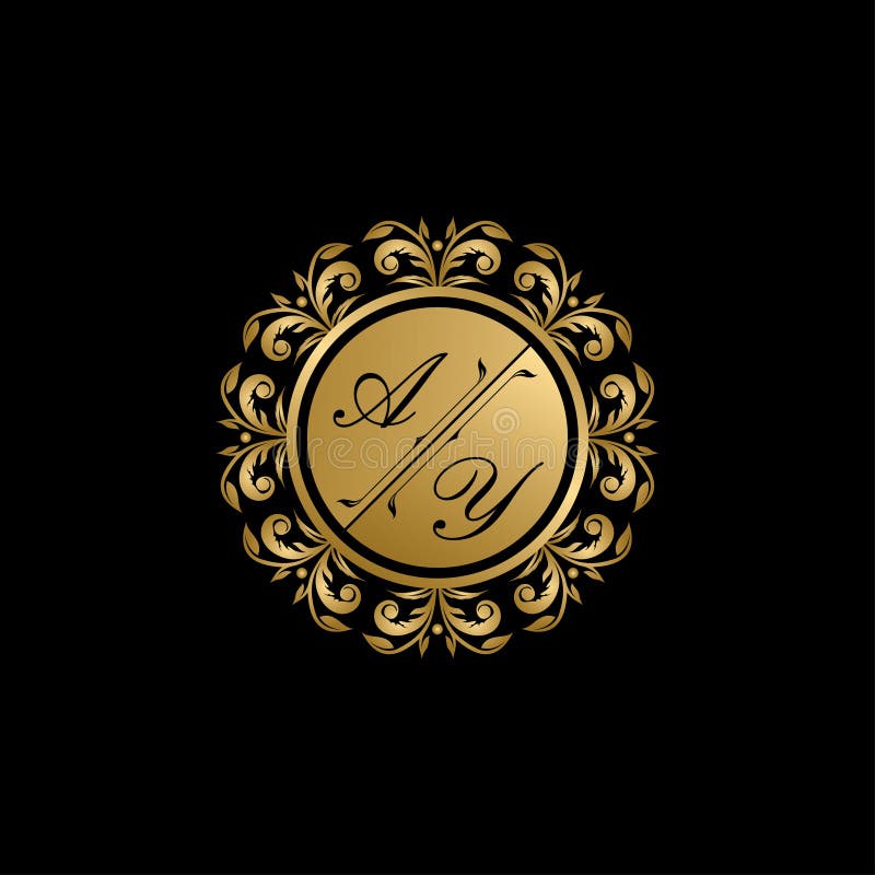 Gold Classy Wedding Sign AY Letter Logo Stock Illustration