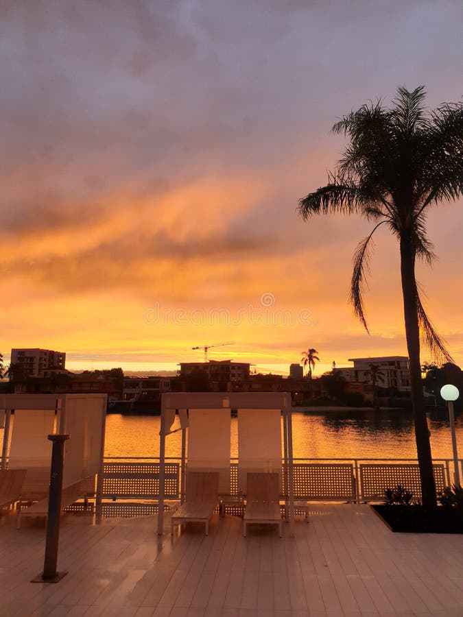 Gold coast sunset stock image. Image of orangehues, stunning 154760755