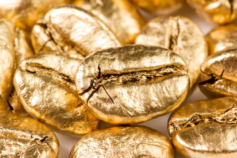 Gold coffee bean stock image. Image of background, breakfast 5112749