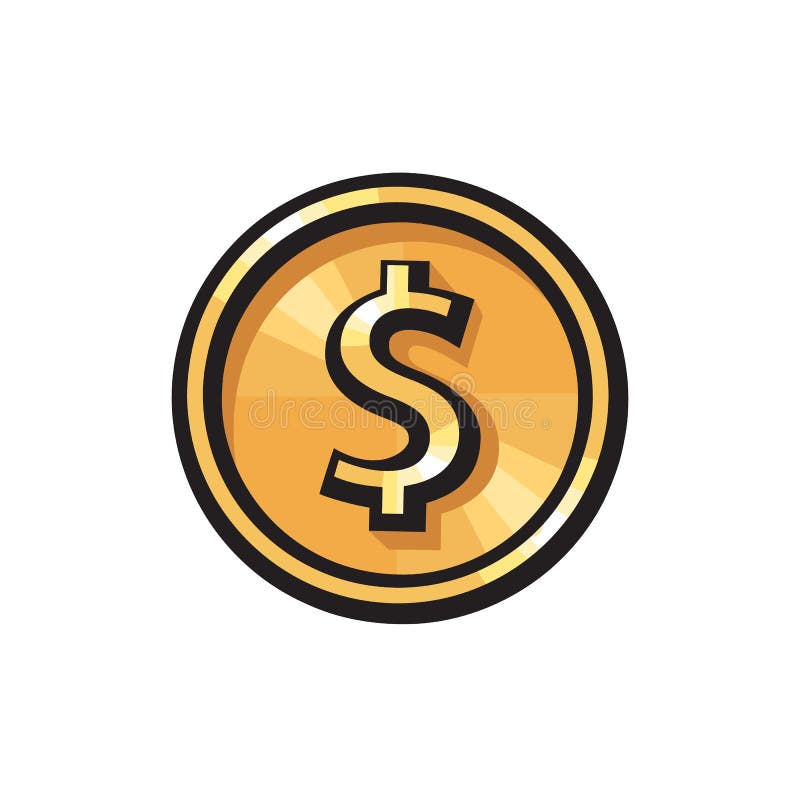 Gold coin with dollar sign icon. USD currency symbol. Money concept. Vector illustration on white background.