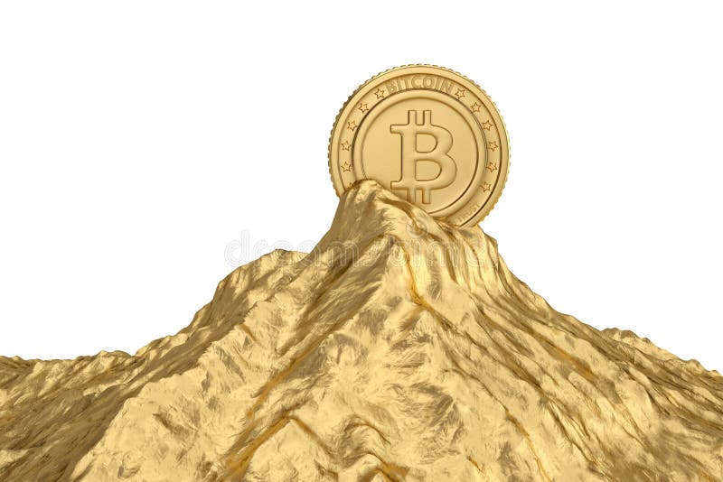 Gold Coin on Gold Mountain.3D Illustration. Stock Illustration