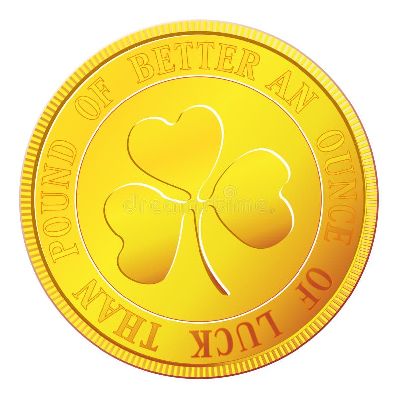 Gold coin with shamrock stock vector. Illustration of shamrock - 38145108