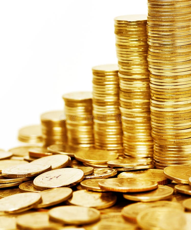Gold coin stack isolated on white royalty free stock images Gold coin stack isolated on white royalty free stock images