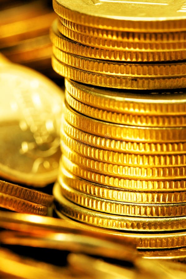 Gold coins stock image. Image of close, column, cash, coin 6434315
