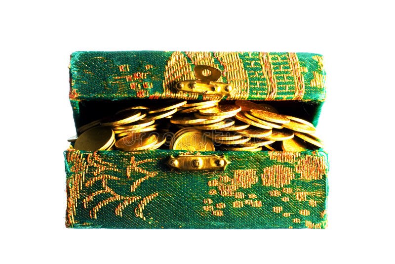 Gold coins in a box