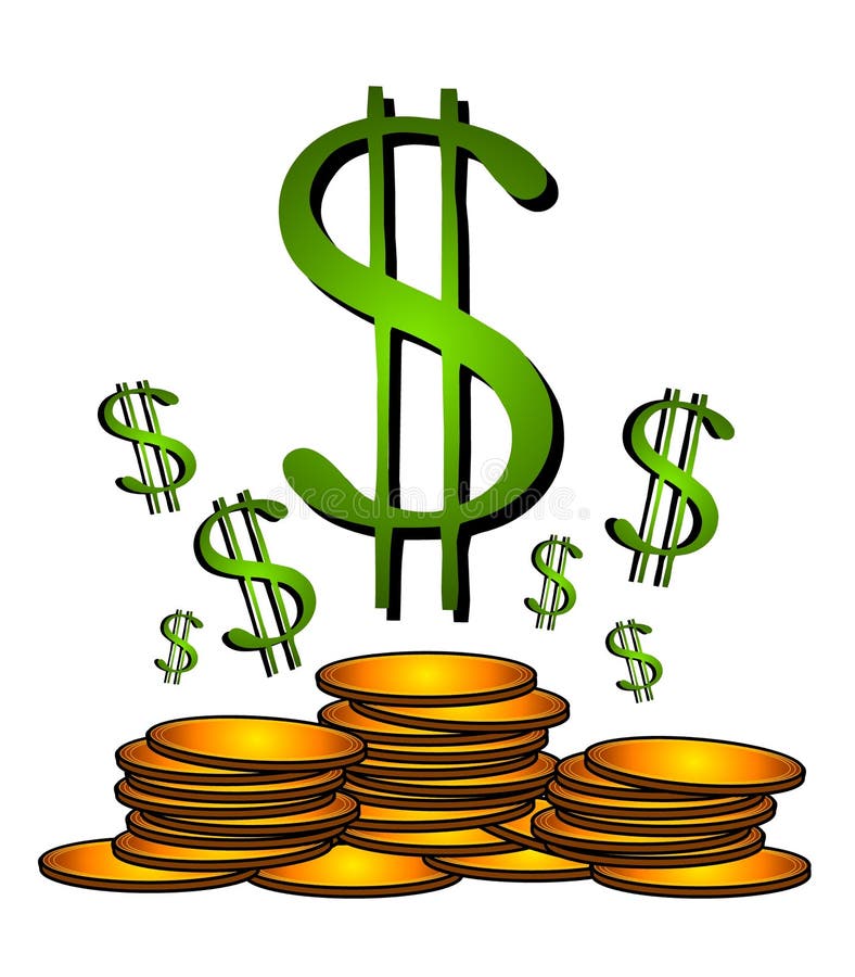 Gold Coins Dollar Sign Clipart Stock Illustration - Illustration of