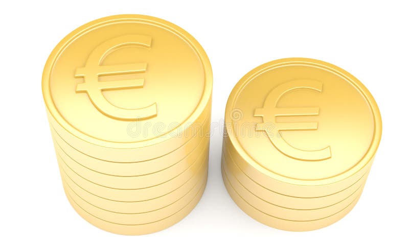 Gold coins with euro sign