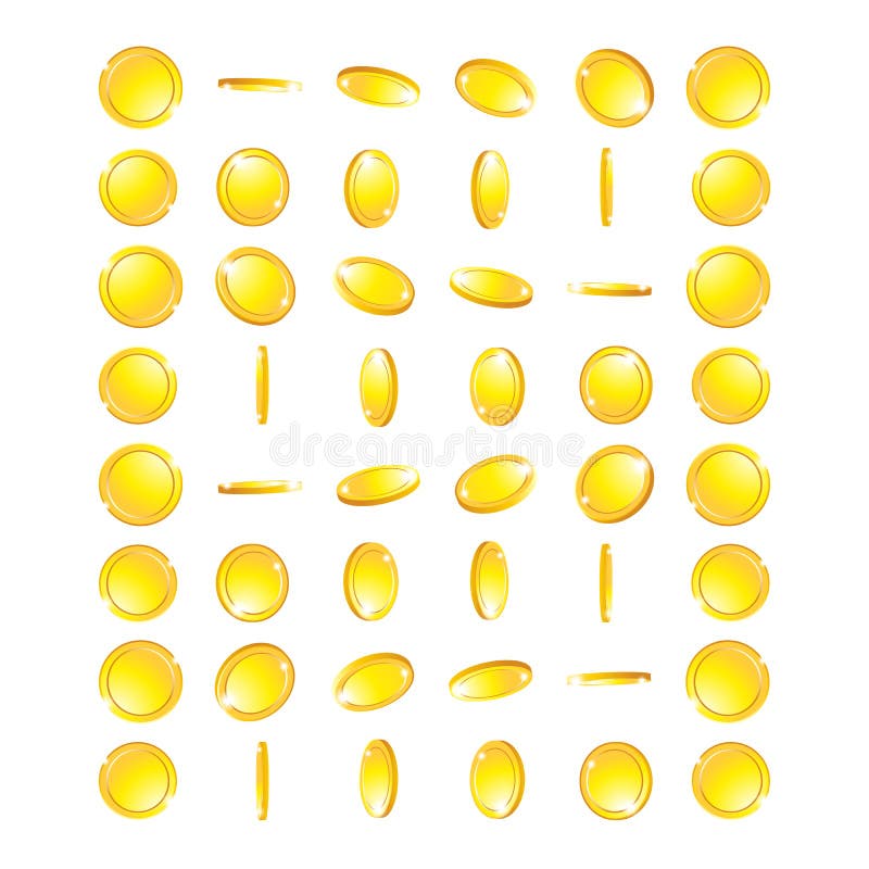 Gold coins falling 3d realistic vector coin icon with shadows isolated on white eps 10 stock illustration