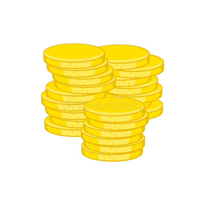 Gold Coins Icon, Cartoon Style Stock Illustration - Illustration of