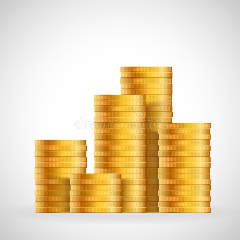 Gold coins stack. Money coins icon design business concept. Vector cash currency illustration vector illustration Gold coins stack. Money coins icon design business concept. Vector cash currency illustration vector illustration